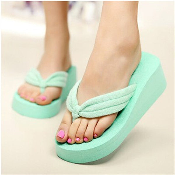 SIZE 42 Women Flip Flops Wedges Platform Slippers Beach Thick Heel Sandals Wedge Slippers Wedges Slides Women Summer Shoes