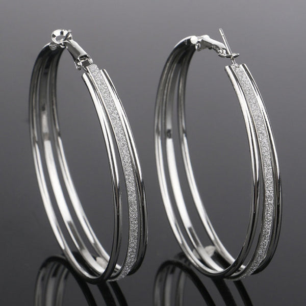 New Arrived Dull Polish Three Circles Hoop Earring Gold Sliver plated Drop Earings Earring For Women Jewelry Free Shipping