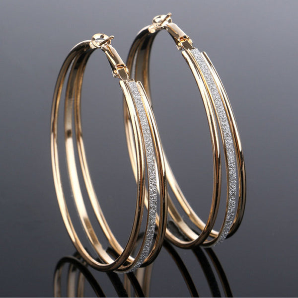 New Arrived Dull Polish Three Circles Hoop Earring Gold Sliver plated Drop Earings Earring For Women Jewelry Free Shipping