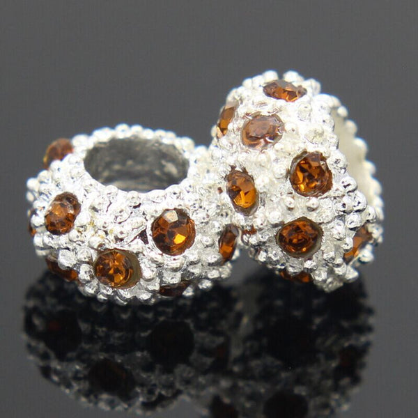 European Alloy Delicate Metal Rhinestone Bead and Pendant Fits Pandora Bracelet & Bangles for DIY Jewelry Making Charms