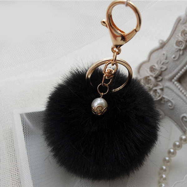 New Fashion Chaveiro Keychain Fur Pom Pom Key Chain Faux Rabbit Hair Bulb Bag Car Ornaments Fur Ball Pendant Best Gifts EH-408