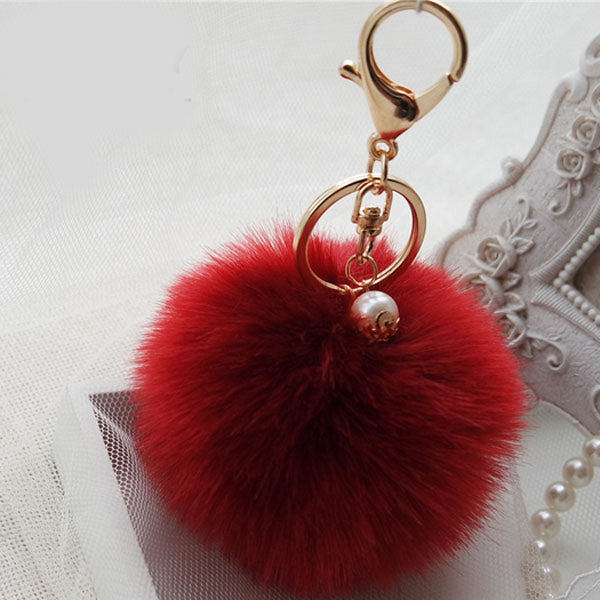 New Fashion Chaveiro Keychain Fur Pom Pom Key Chain Faux Rabbit Hair Bulb Bag Car Ornaments Fur Ball Pendant Best Gifts EH-408