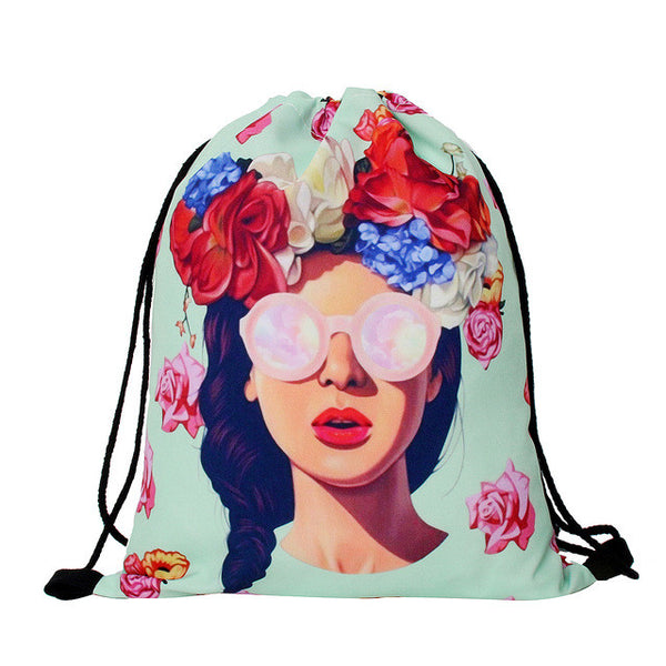 Deanfun 3D Printing Backpack Unicorn Pattern Women Drawstring Bag SKD90