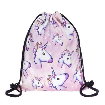 Deanfun 3D Printing Backpack Unicorn Pattern Women Drawstring Bag SKD90