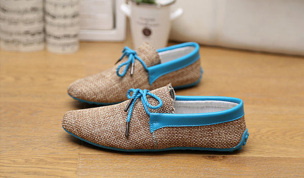 Men Shoes Spring Summer Breathable Fashion Weaving Men Casual Flat Home Use Shoes Lace-Up Loafers Comfortable Shoes Gd1SB32