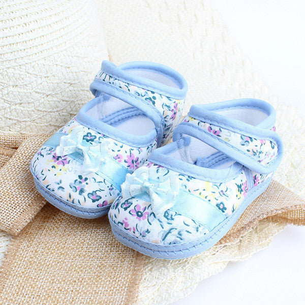 Baby Toddler Girls Flowers Bow Shoes Spring Autumn Footwear First Walkers