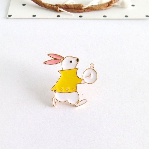 Miage Free shipping Cartoon Cute Alice in Wonderland heart rabbit Brooch Pins badge pin Charm Costume  Jewelry For Women Gift