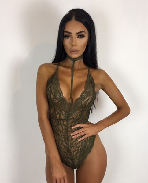 Lace Bodysuit Women Sexy Hollow Out See Through Sexy Club Jumpsuits Slim Sleeveless Choker Slip Elegant Jumpsuit