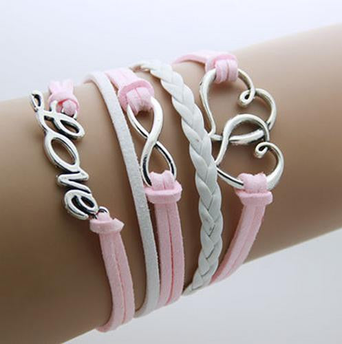 Bracelet Men Anchor leather Infinity bracelets for women Wings Owl Bohemian Jewelry wrap snaps bracelet