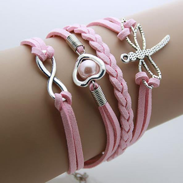 Bracelet Men Anchor leather Infinity bracelets for women Wings Owl Bohemian Jewelry wrap snaps bracelet