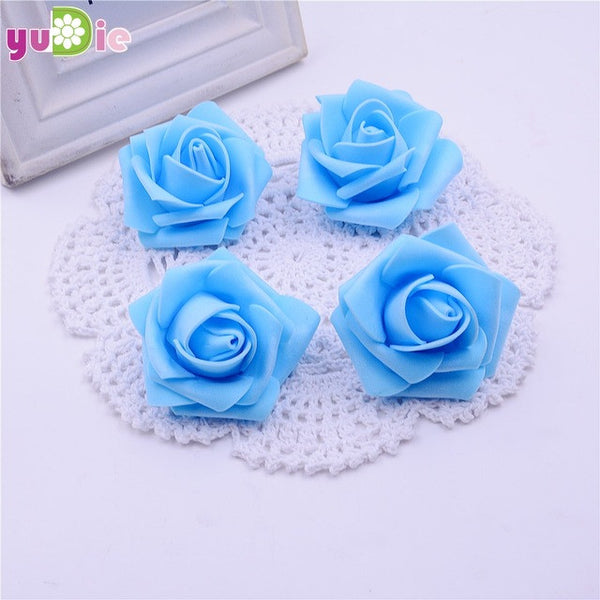 10PCS/lot 6.5cm Multicolor Artificial Crimping Foam rose head Use For Wedding Decoration DIY Wreaths Craft Gift Supplies