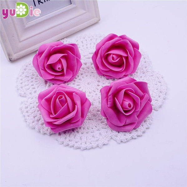 10PCS/lot 6.5cm Multicolor Artificial Crimping Foam rose head Use For Wedding Decoration DIY Wreaths Craft Gift Supplies