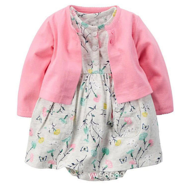Autumn Baby Girls Clothing Sets Spring Newborn Baby Clothes Roupa Infant Jumpsuits Cotton Baby Girl Clothes Baby Rompers+Jackets