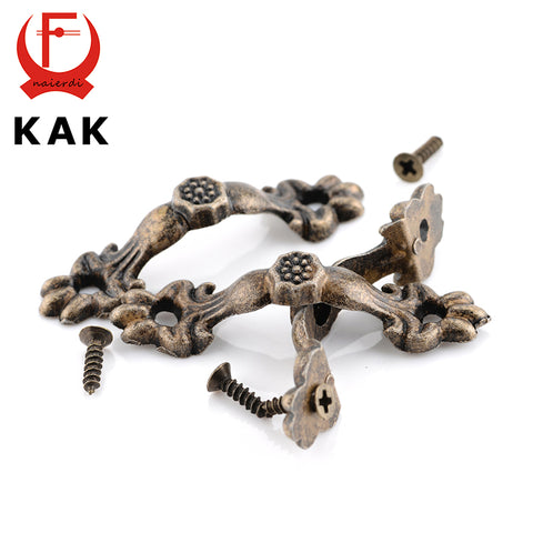 KAK 10pcs 43*10MM Box Handle Zinc Alloy Knobs Arch Tracery Bronze Tone For Drawer Wooden Jewelry Box Furniture Hardware
