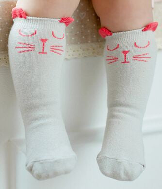 2015 Brand White And Gray Cat Baby Cotton Girls Socks Fashion Meias Infantil Boys Socks