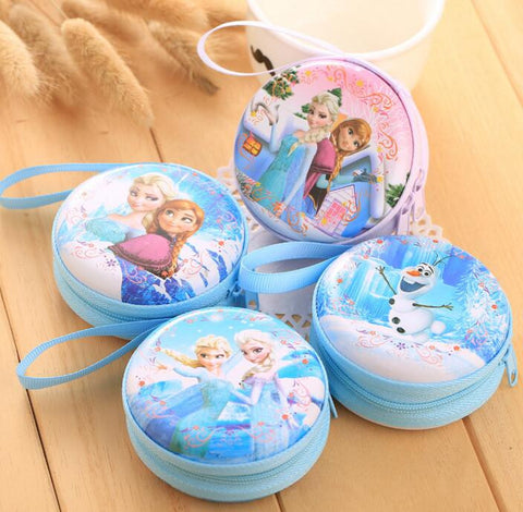 hot sale cartoon coin purse Elsa Anna princess girls key case wallet children snow queen headset bag coin bag