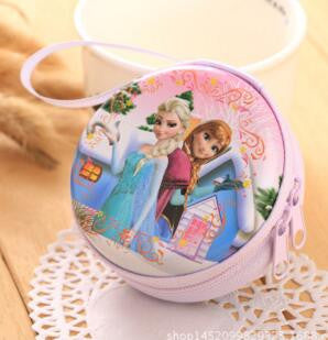 hot sale cartoon coin purse Elsa Anna princess girls key case wallet children snow queen headset bag coin bag