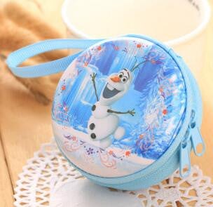 hot sale cartoon coin purse Elsa Anna princess girls key case wallet children snow queen headset bag coin bag