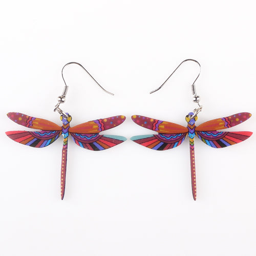 Fashion Dangle Dragonfly Earrings Acrylic Long Drop Earring New Arrival 2015 Spring Summer Style For Girls Women Jewelry