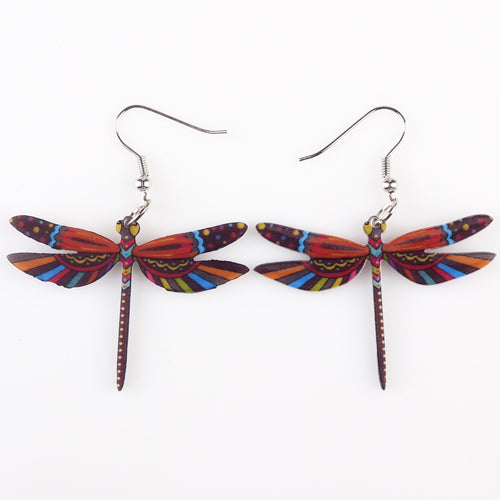 Fashion Dangle Dragonfly Earrings Acrylic Long Drop Earring New Arrival 2015 Spring Summer Style For Girls Women Jewelry