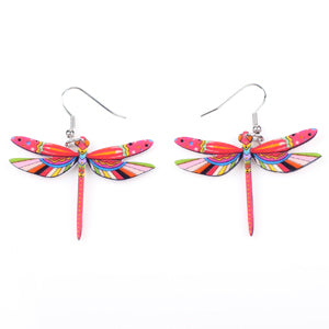 Fashion Dangle Dragonfly Earrings Acrylic Long Drop Earring New Arrival 2015 Spring Summer Style For Girls Women Jewelry