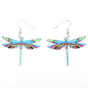 Fashion Dangle Dragonfly Earrings Acrylic Long Drop Earring New Arrival 2015 Spring Summer Style For Girls Women Jewelry