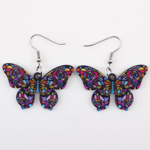 Bonsny Drop Butterfly Earrings Long Big Dangle Acrylic Earrings 2015 News Spring Summer Girl Woman Fashion  Jewelry Accessories