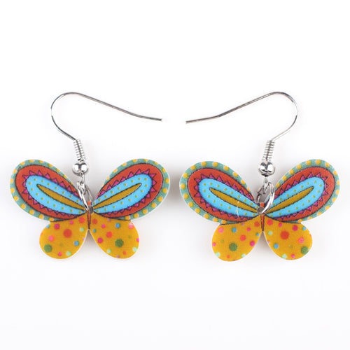 Bonsny Drop Butterfly Earrings Long Big Dangle Acrylic Earrings 2015 News Spring Summer Girl Woman Fashion  Jewelry Accessories