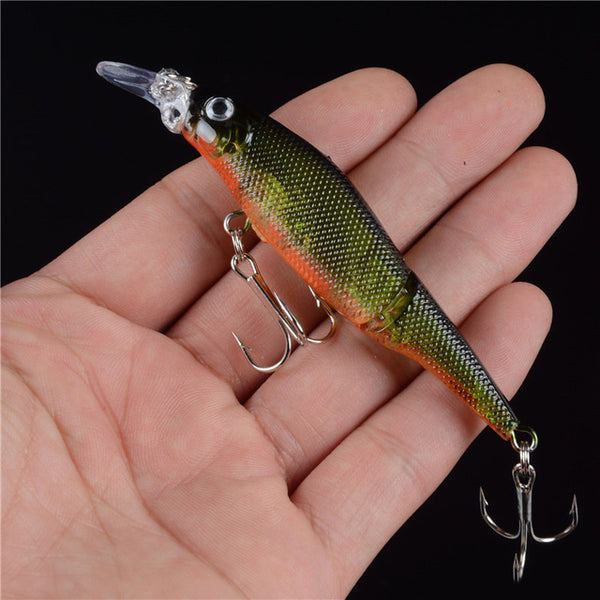 New 1pcs 2 Sections Fishing Minnow Lure Artificial Bait Treble Hooks Crankbait Fishing Tackle