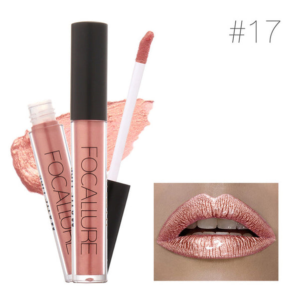 Brand Focallure Lipstick Lip Tattoo Makeup Long Lasting Pigment Nude Gold Metallic Lipgloss Matte Liquid Velvet Metal Lipstick