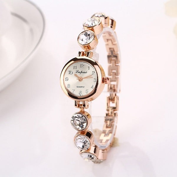 Lvpai Women Watches Luxury Crystal Bracelet Gemstone Wristwatch Dress Watches Women Ladies Gold Watch Fashion Female Brand Watch