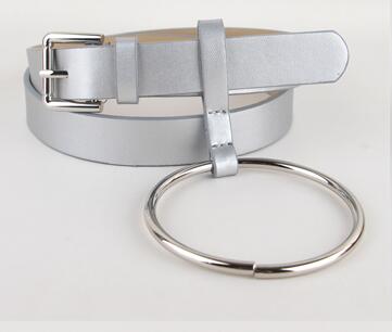 HOT Newest Design Women waist belt Lovely women's big ring decorated belts female fashion gold pin buckle solid PU leather strap