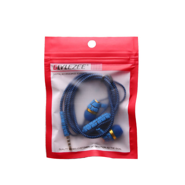 Glylezee Crack Earphone In-Ear Cloth Line Headset Stereo Bass Music Earpieces with Microphone For Mobile Phone MP3 Player