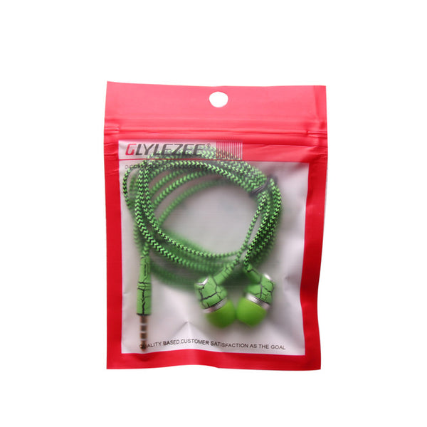 Glylezee Crack Earphone In-Ear Cloth Line Headset Stereo Bass Music Earpieces with Microphone For Mobile Phone MP3 Player