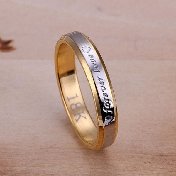 1pcs Never fade engagement gold silver plated forever Love letter jewerly accessories Women & Men wedding Couple Rings