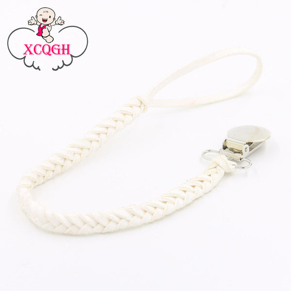 Leather Pacifier Clips Chain Dummy Clip Pacifier Clip Holder Braided Binky Clip Nipple Soother Chain For Infant Baby Feeding