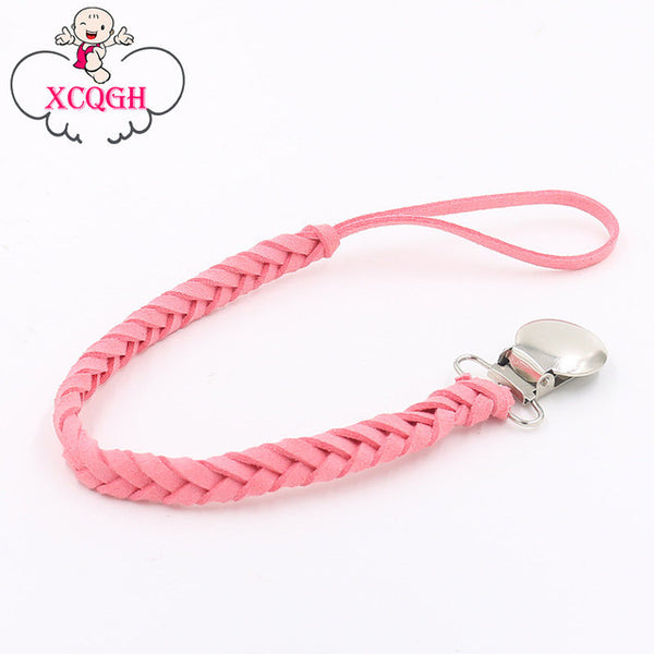 Leather Pacifier Clips Chain Dummy Clip Pacifier Clip Holder Braided Binky Clip Nipple Soother Chain For Infant Baby Feeding