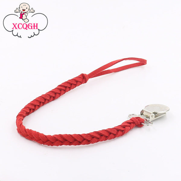 Leather Pacifier Clips Chain Dummy Clip Pacifier Clip Holder Braided Binky Clip Nipple Soother Chain For Infant Baby Feeding