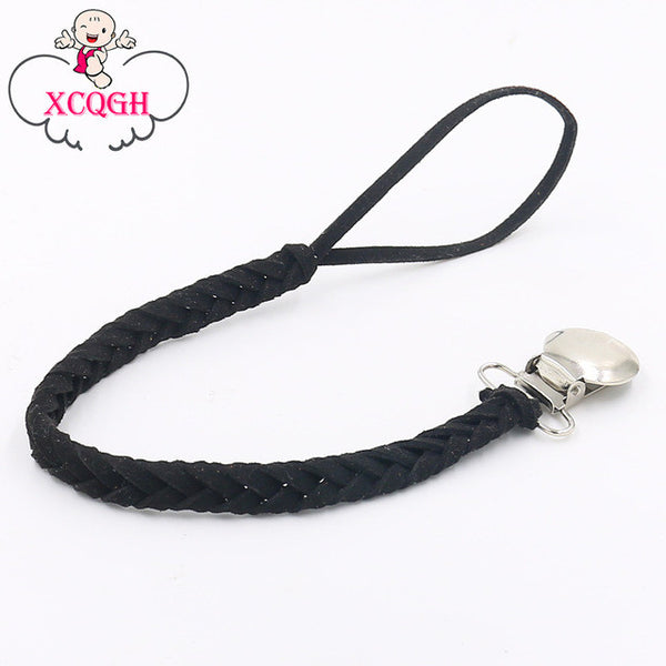 Leather Pacifier Clips Chain Dummy Clip Pacifier Clip Holder Braided Binky Clip Nipple Soother Chain For Infant Baby Feeding