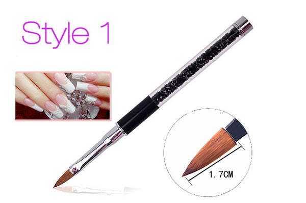 Nail Art Brush Pen Rhinestone Diamond Metal Acrylic Handle Carving Powder Gel Liquid Salon Liner Nail Brush With Cap 2017 New