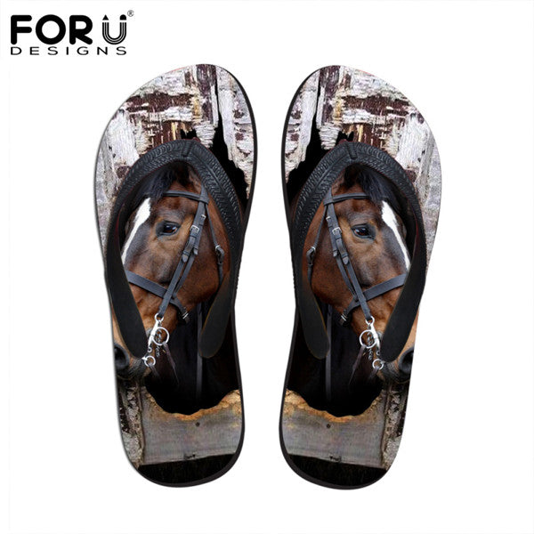 FORUDESIGNS 2017 Fashion Summer Beach Flip Flops Women Slippers Cute 3D Pet Cat Dog Terrier Printed Sandals Lady Flats Shoes