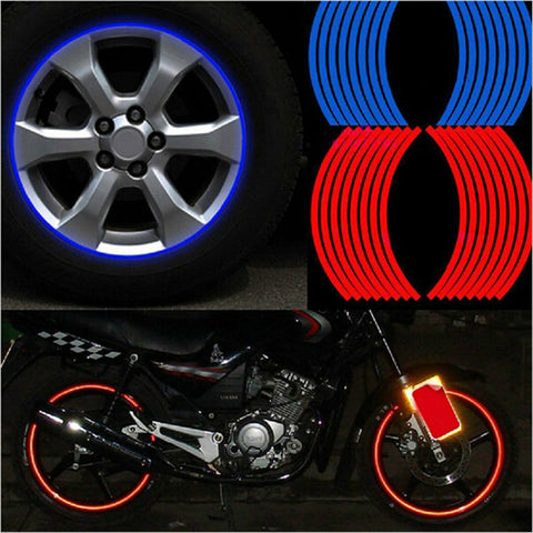 New! 16 Pcs Strips Wheel Stickers And Decals 14" 17" 18" Reflective Rim Tape Bike Motorcycle Car Tape 5 Colors Car Styling