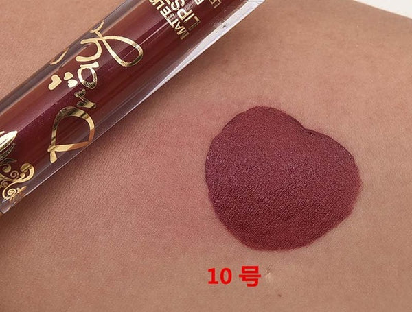 2016 Fashion Color Pigment Nude Velvet Gold Metallic Lipstick Matte Liquid Waterproof Lip Gloss Tattoo Tint Cosmetics