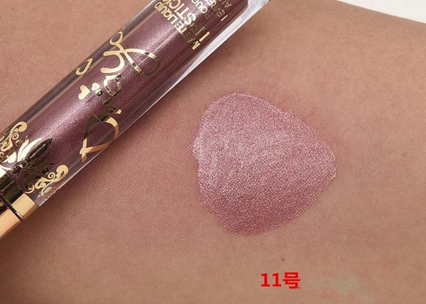 2016 Fashion Color Pigment Nude Velvet Gold Metallic Lipstick Matte Liquid Waterproof Lip Gloss Tattoo Tint Cosmetics