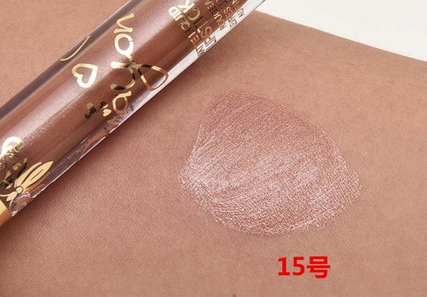 2016 Fashion Color Pigment Nude Velvet Gold Metallic Lipstick Matte Liquid Waterproof Lip Gloss Tattoo Tint Cosmetics