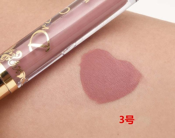 2016 Fashion Color Pigment Nude Velvet Gold Metallic Lipstick Matte Liquid Waterproof Lip Gloss Tattoo Tint Cosmetics