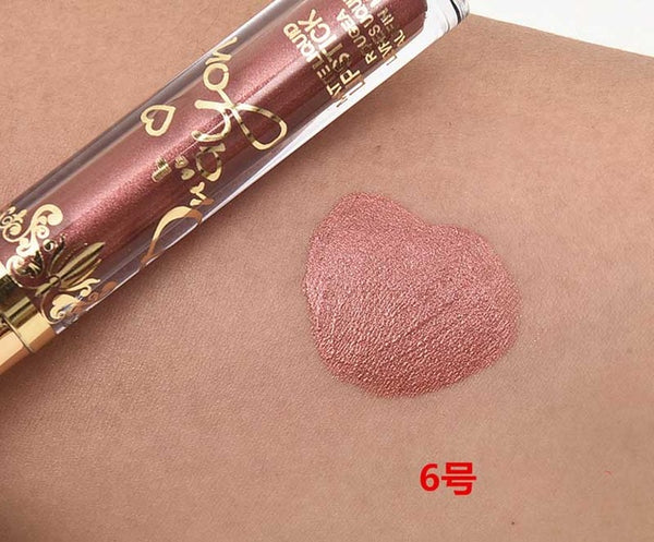 2016 Fashion Color Pigment Nude Velvet Gold Metallic Lipstick Matte Liquid Waterproof Lip Gloss Tattoo Tint Cosmetics