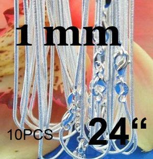 10pcs/lot Promotion! wholesale silver plated  necklace,   silver fashion jewelry Snake Chain 1mm  Necklace 16 18 20 22 24 INCHES
