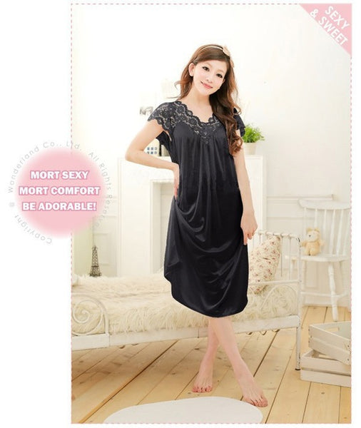 Free shipping women lace sexy nightdress girls plus size bathrobe Large size Sleepwear nightgown Y02-3