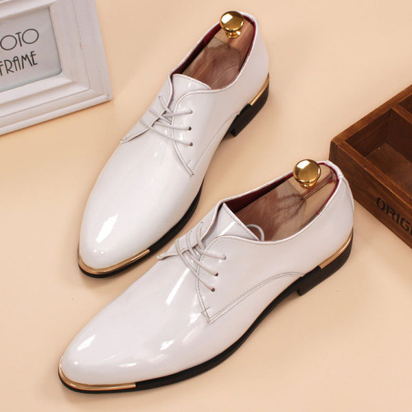 glossy dress shoes white flat wedding shoes patent leather loafers mens shoes luxury brand italian brand oxfords shoes for men